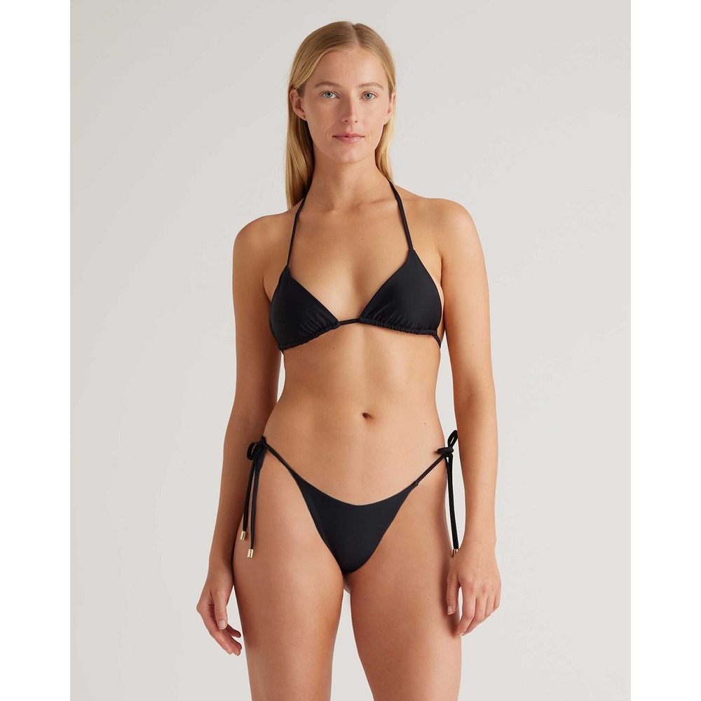 Quince Italian Triangle Bikini Top Black NEW Womens Small‎